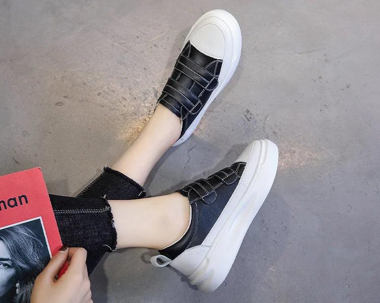 239 Women's Casual Shoes - Leather Platform Sneakers