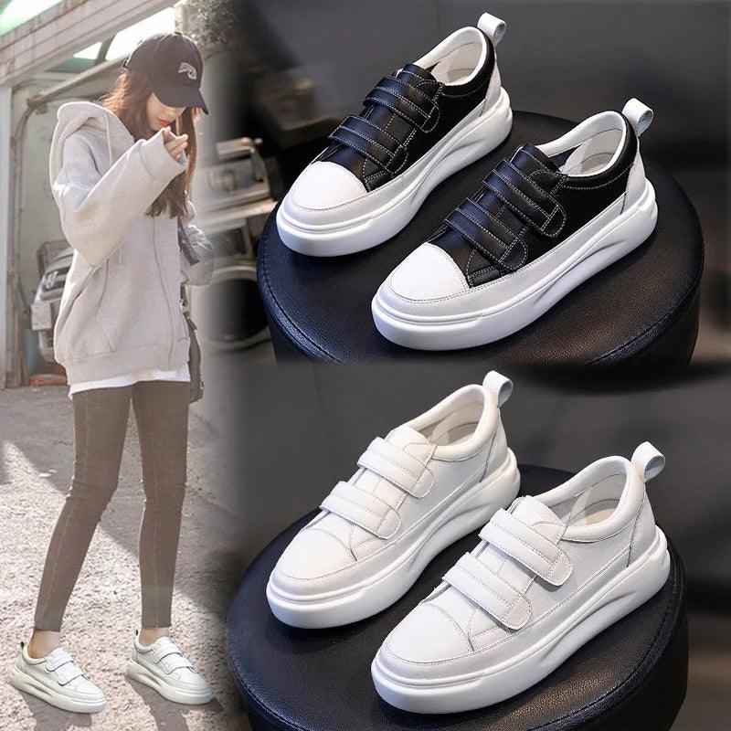 239 Women's Casual Shoes - Leather Platform Sneakers