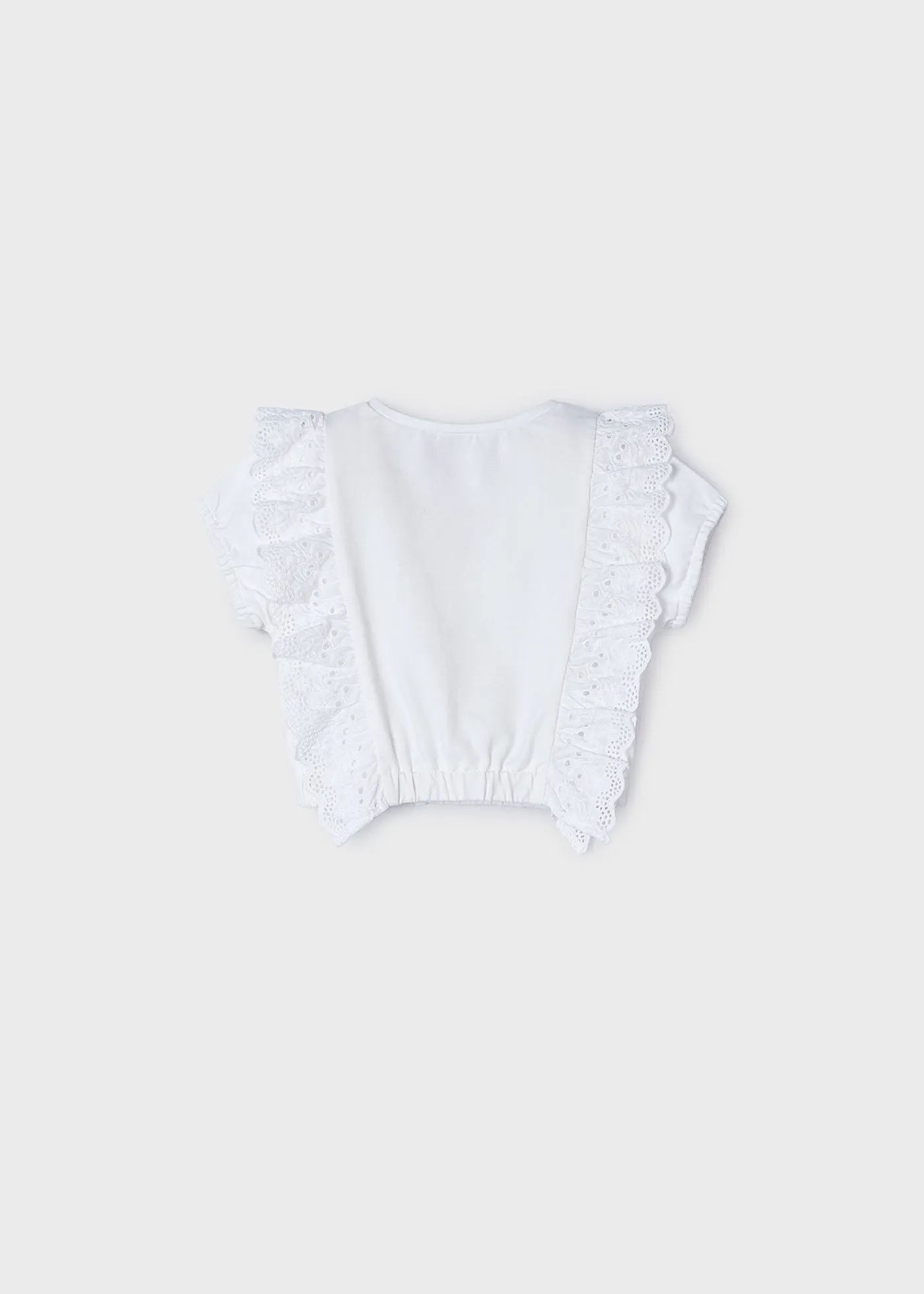 3088 - S/s ruffled shirt for girl - white