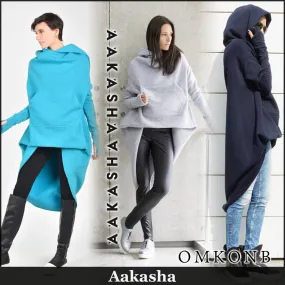 Aakasha  |Long Sleeves Plain Long Hoodies & Sweatshirts