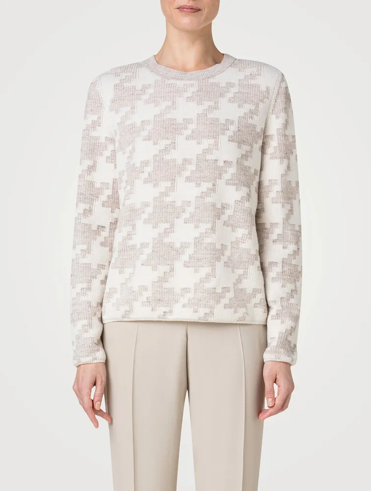 AKRIS Houndstooth Jacquard Sweater