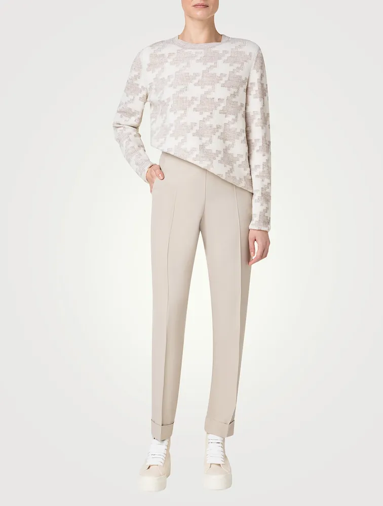 AKRIS Houndstooth Jacquard Sweater