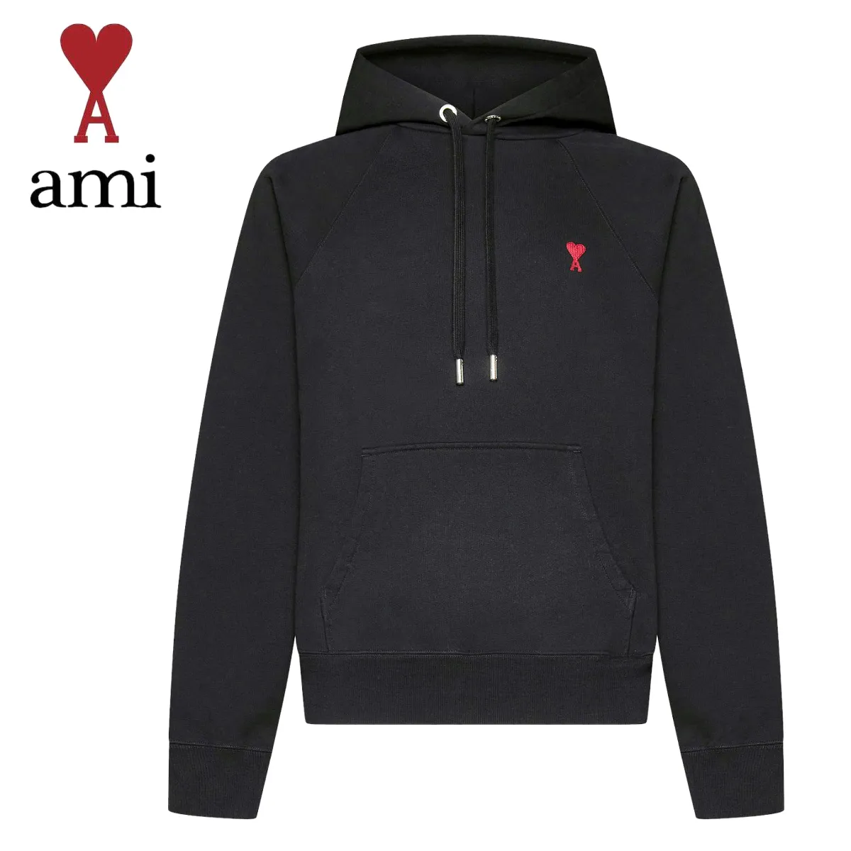 AMI PARIS  |Long Sleeves Plain Cotton Logo Hoodies & Sweatshirts