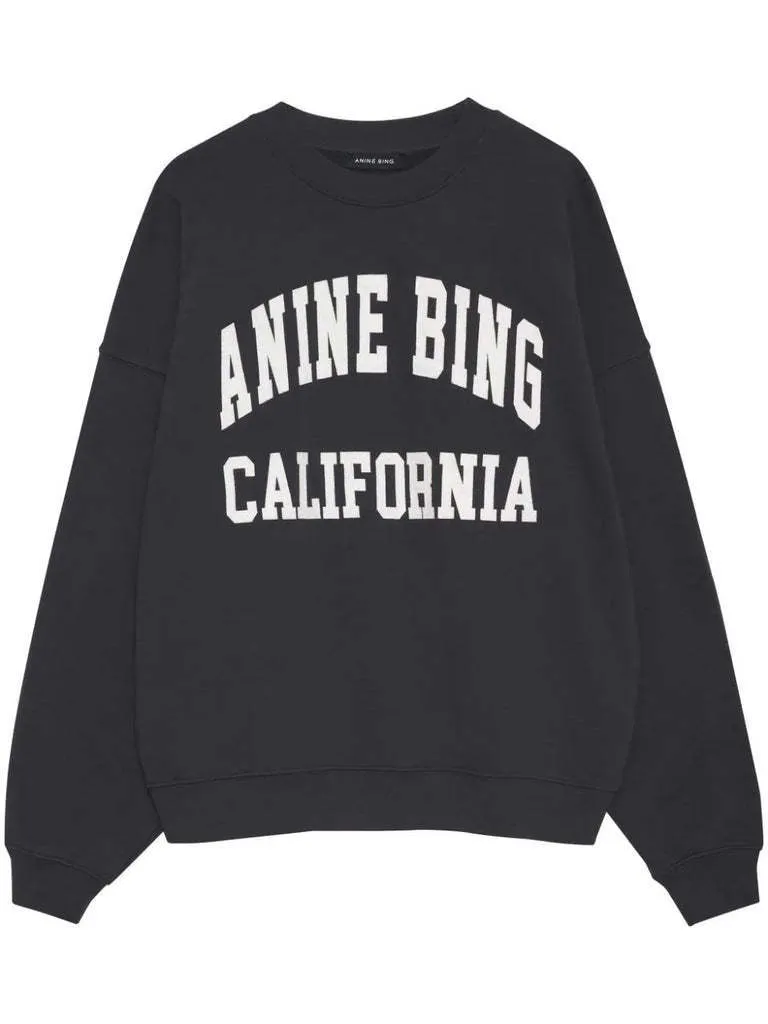 ANINE BING  |Long Sleeves Oversized Logo Hoodies & Sweatshirts