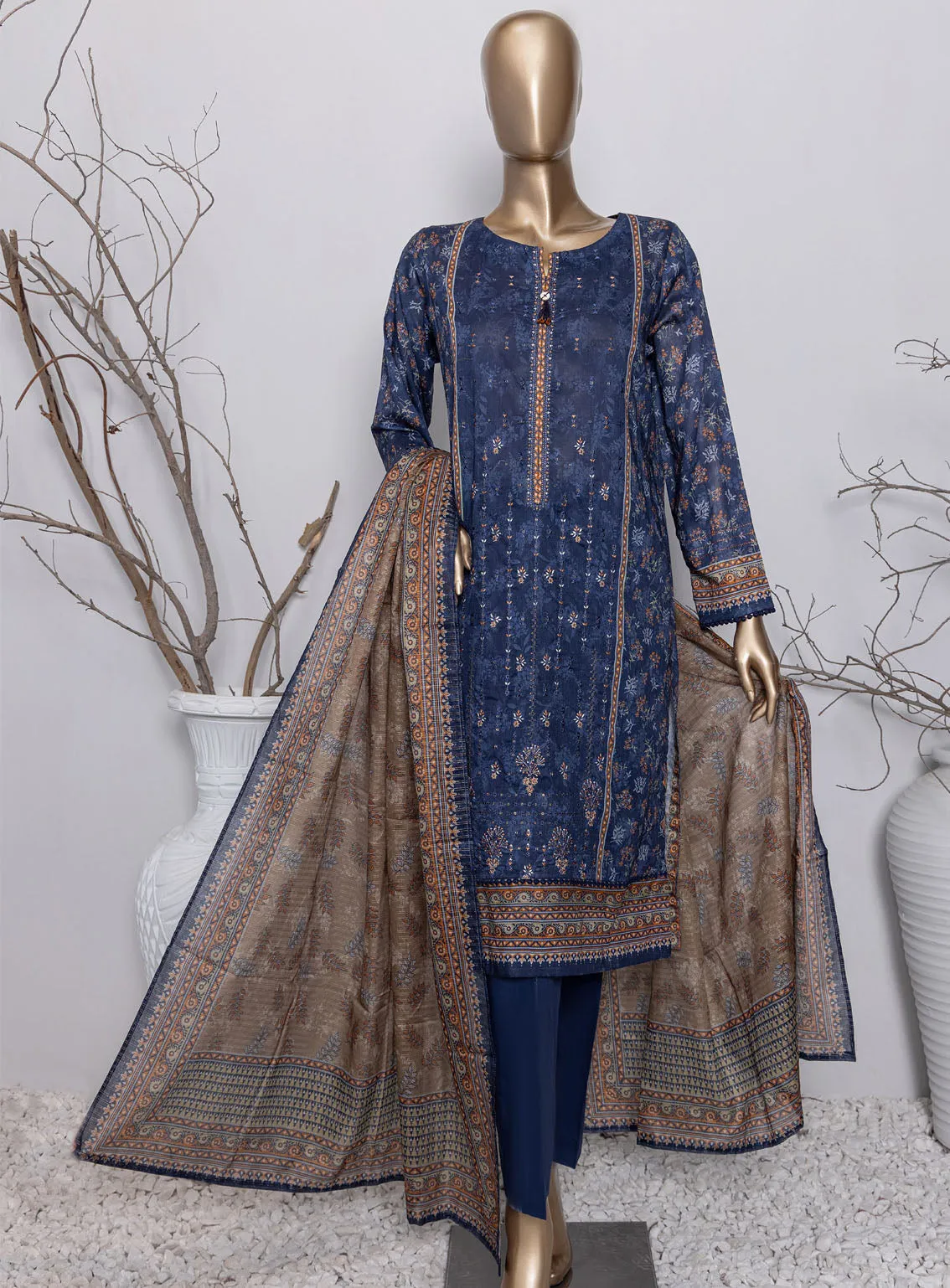 Asasa By HZ Textile Digital Embroidered Lawn 3 Piece Unstitched Suit HZ24AV4 AEL-63