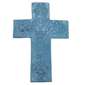 Avignon ceramic wall cross in Powder Blue