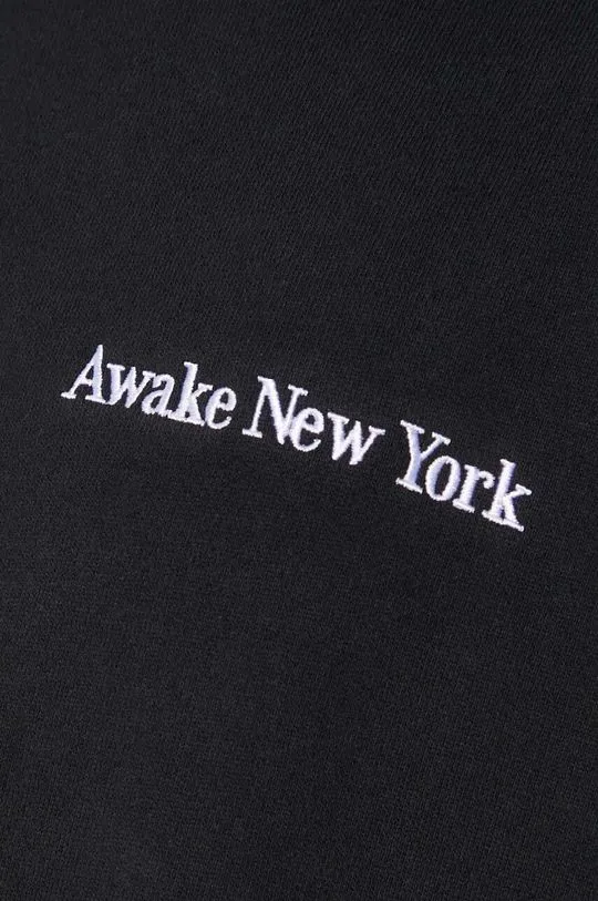 Awake NY cotton sweatshirt Serif Hoodie men's black color hooded SP24-HD003