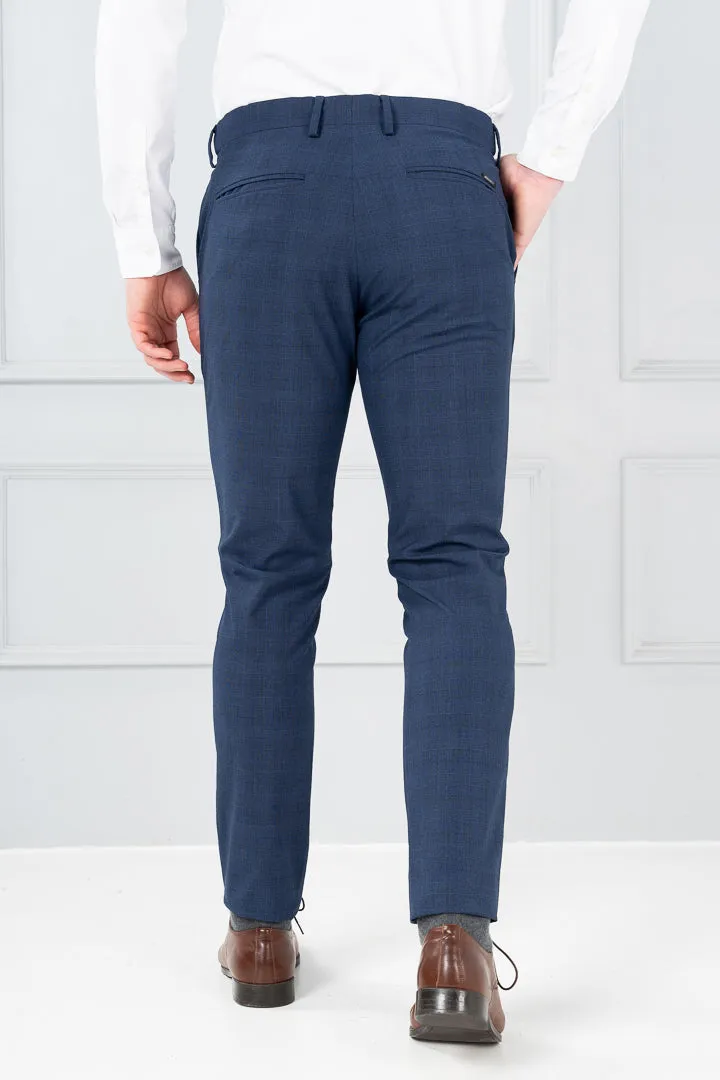 Azure Blue Checks Formal Pants