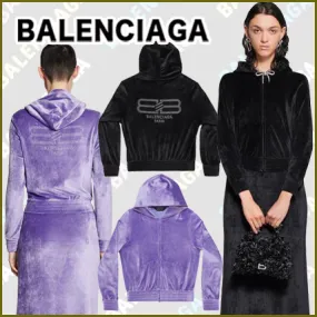 BALENCIAGA  |Women's Bb Paris Strass Zip-up Hoodie Fitted in Lilac