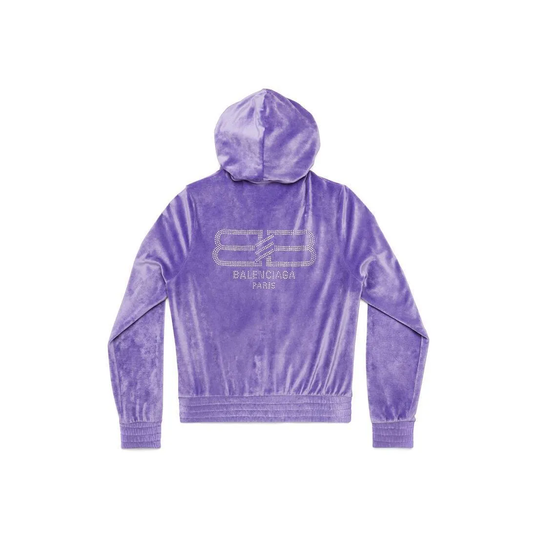 BALENCIAGA  |Women's Bb Paris Strass Zip-up Hoodie Fitted in Lilac