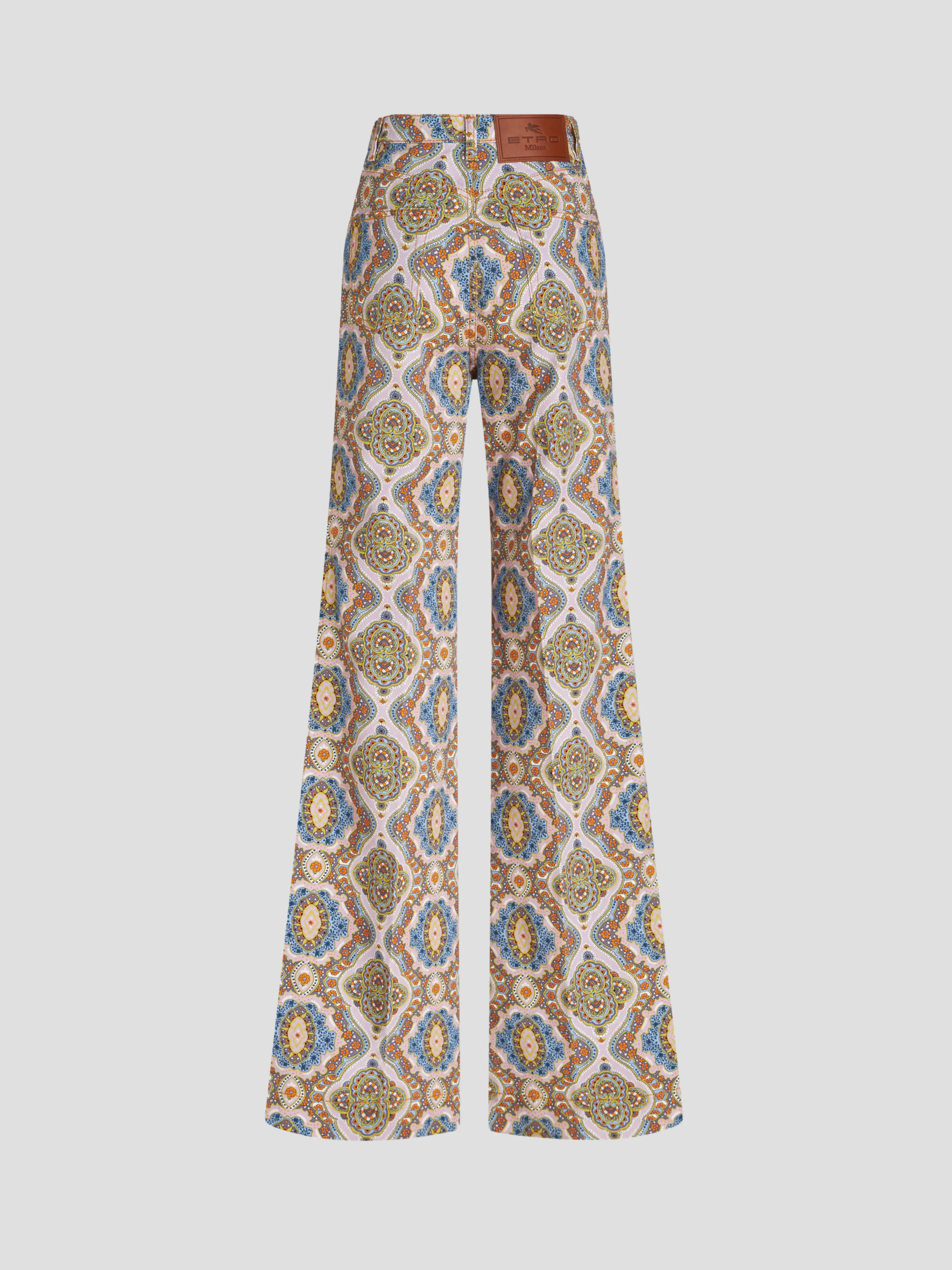 Beige Print Wide Leg Pant