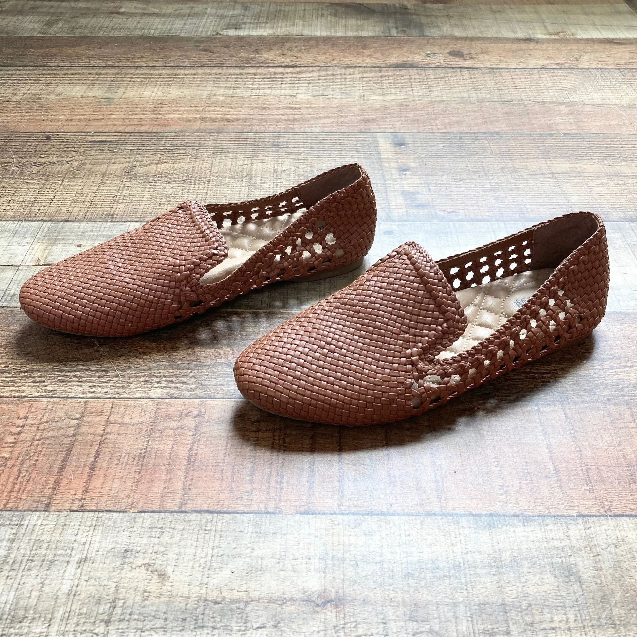 Birdies Cognac Woven Slip On Loafers- Size 7.5