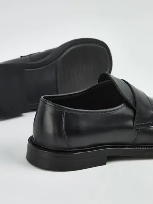 Black Premium Leather Loafer Shoes | Men | George at ASDA