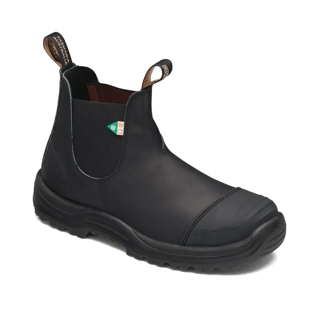 Blundstone 168 Unisex Slip-on Steel Toe Work & Safety Boot with Rubber Toe Cap - Black