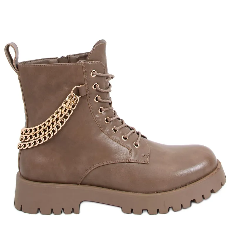 Boots boots with chains Tokio Khaki beige