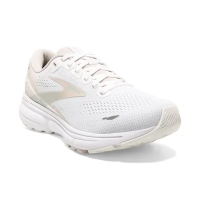 Brooks Women’s Ghost 15 Athletic Shoes- White/Crystal Grey/Glass