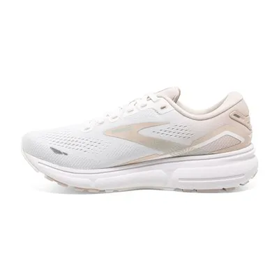 Brooks Women’s Ghost 15 Athletic Shoes- White/Crystal Grey/Glass