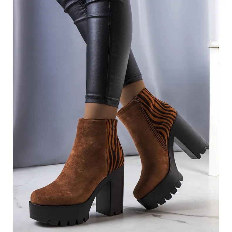 Brown high heel boots from Khalid