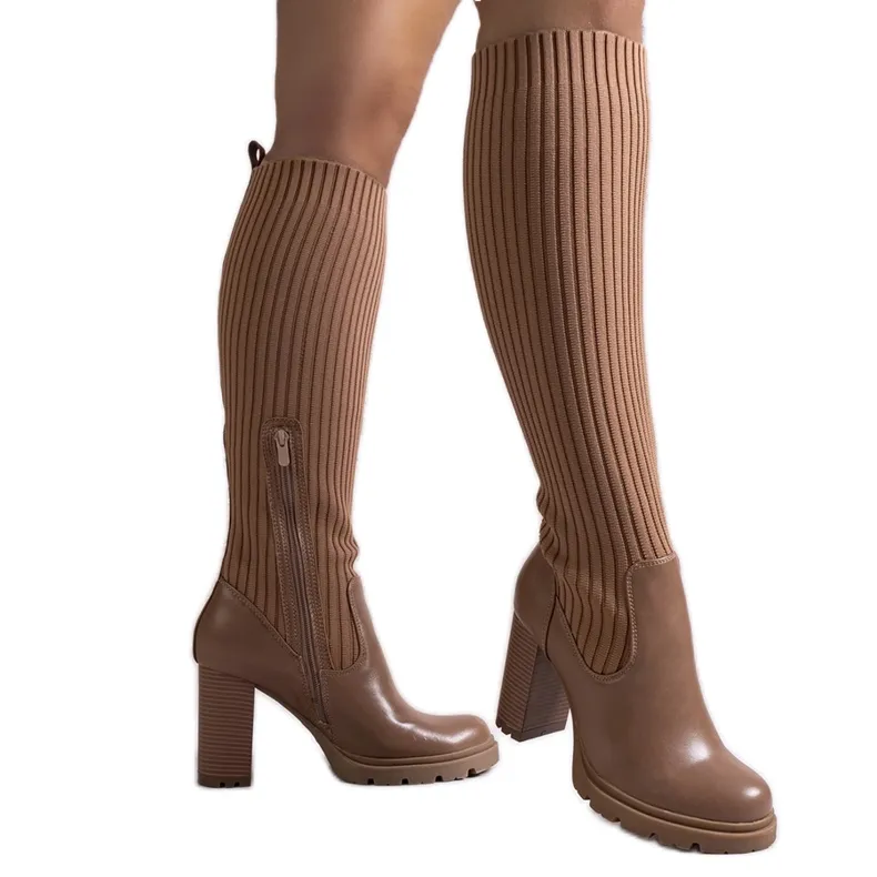 Brown Waji high heel boots