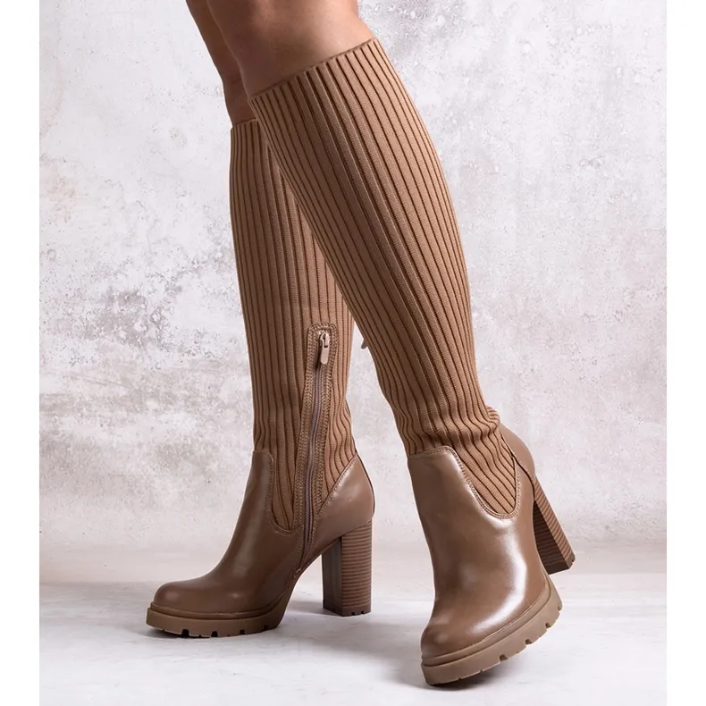 Brown Waji high heel boots