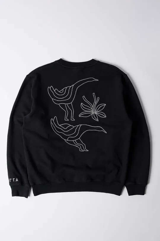 by Parra cotton sweatshirt Duck Attack men's black color 52121