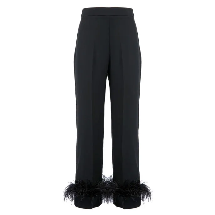 CADY PANTS WITH PLUME INSERT Woman Black