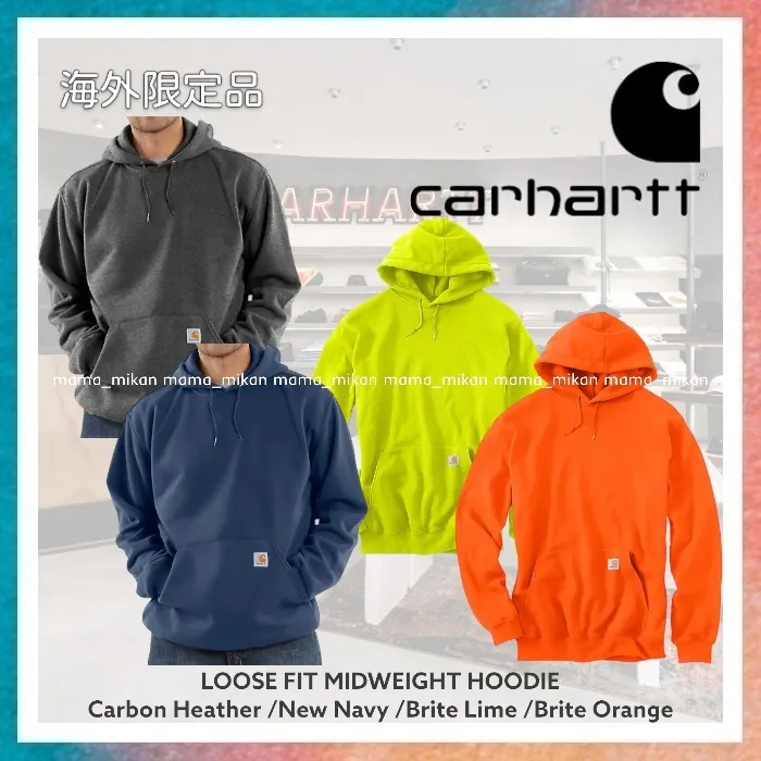 Carhartt  |Long Sleeves Plain Logo Neon Color Hoodies