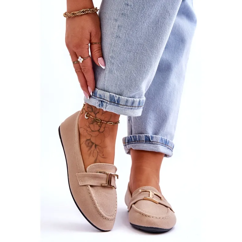 Carly Light Beige Classic Slip On Loafers