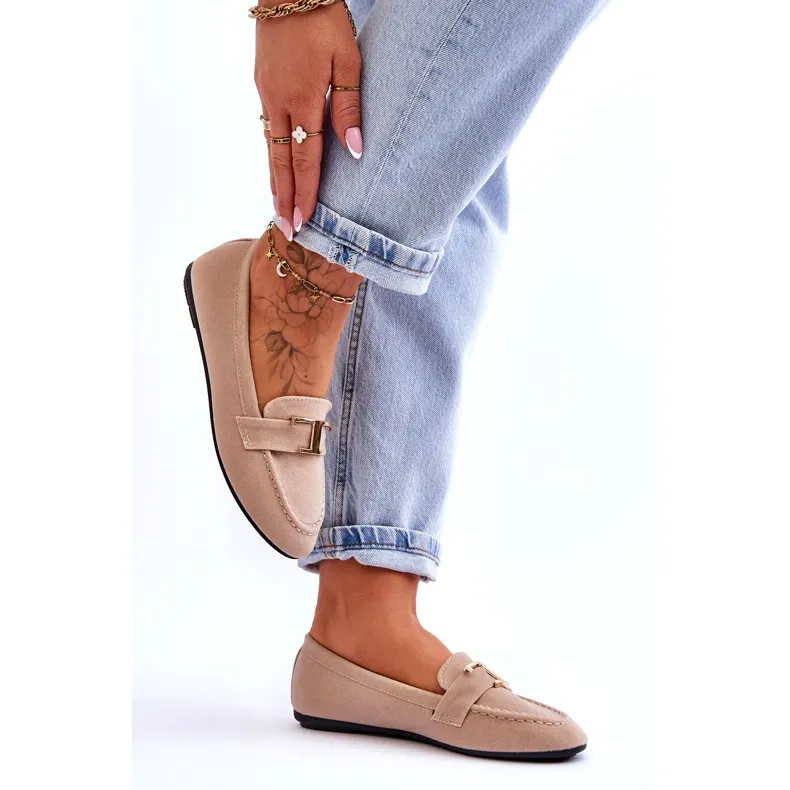 Carly Light Beige Classic Slip On Loafers