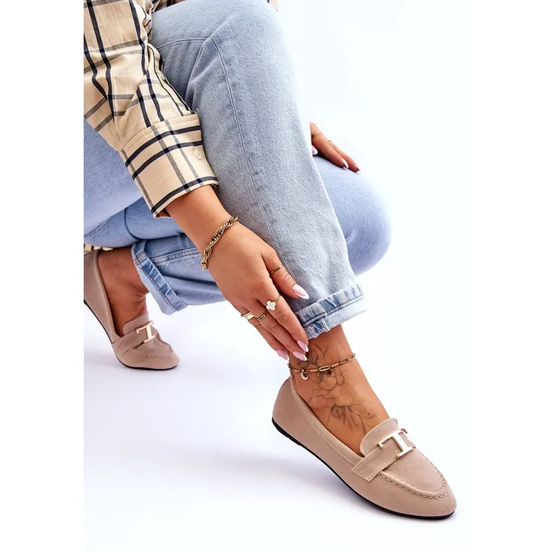 Carly Light Beige Classic Slip On Loafers