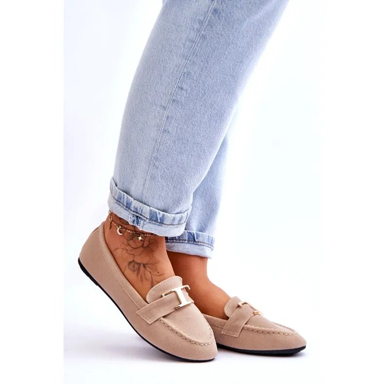 Carly Light Beige Classic Slip On Loafers