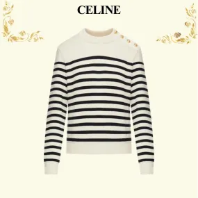 CELINE  |Stripes Long Sleeves Cotton Bridal Outlet