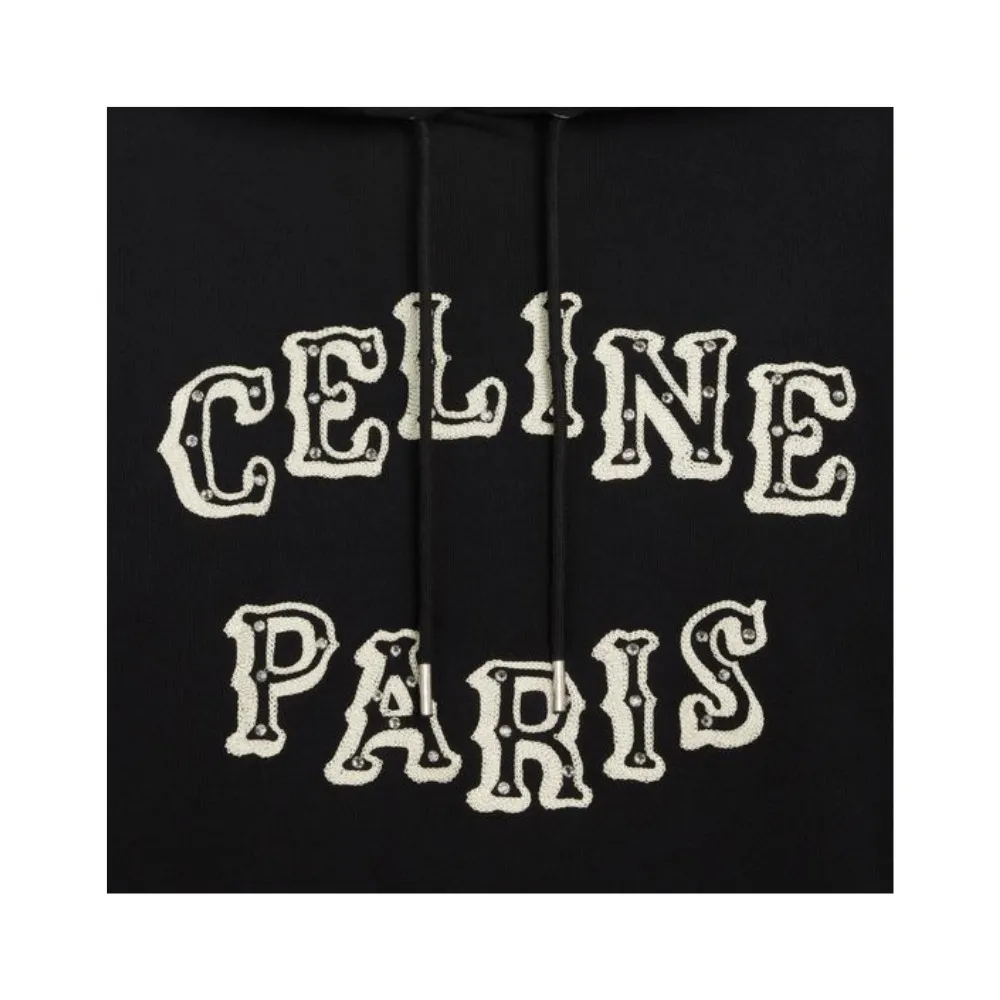 CELINE  |Unisex Long Sleeves Plain Cotton Logo Luxury Hoodies