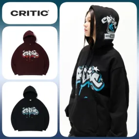 CRITIC  |Unisex Long Sleeves Cotton Oversized Logo Hoodies