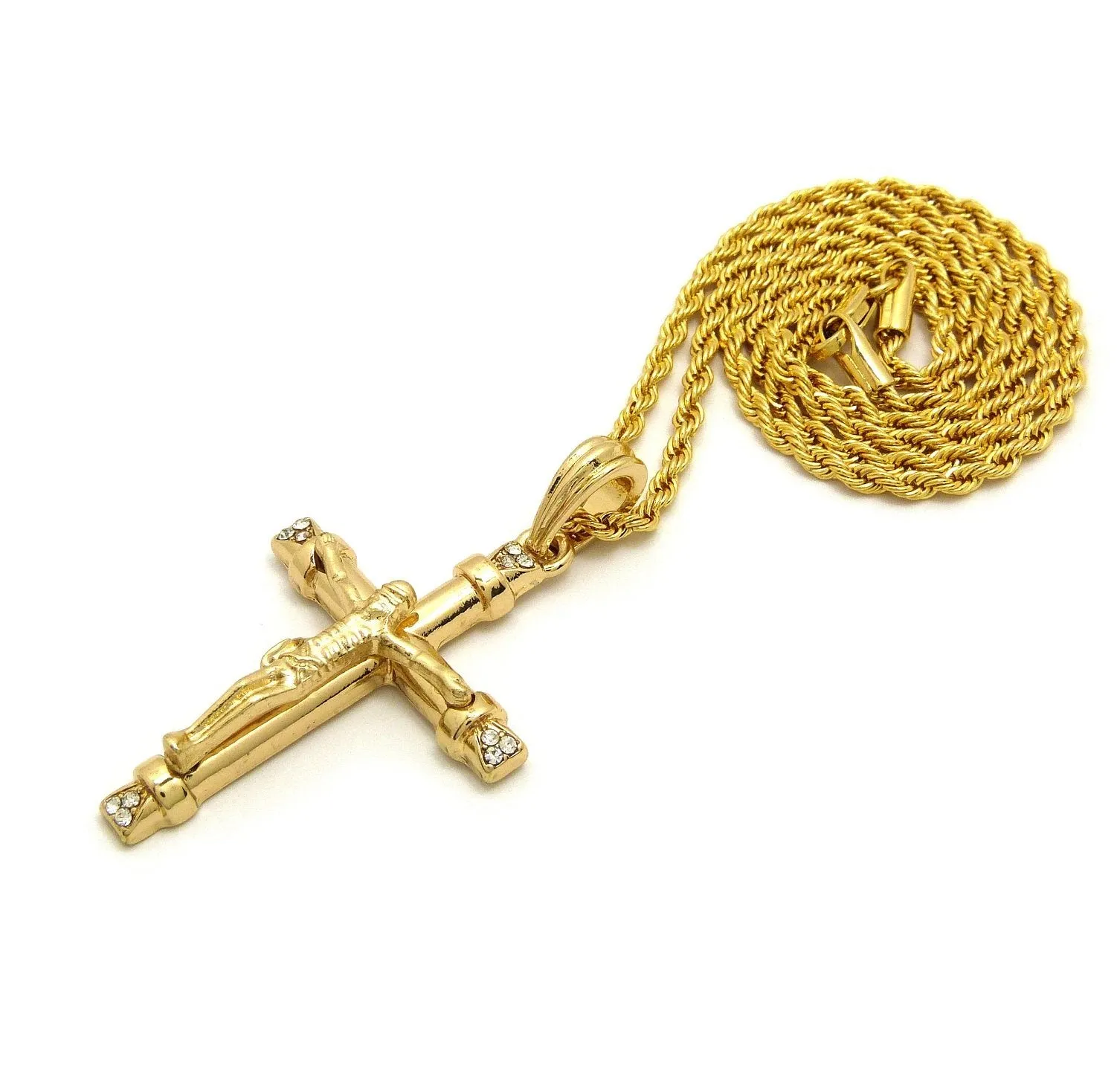 Crucifix with Stones (Gold)