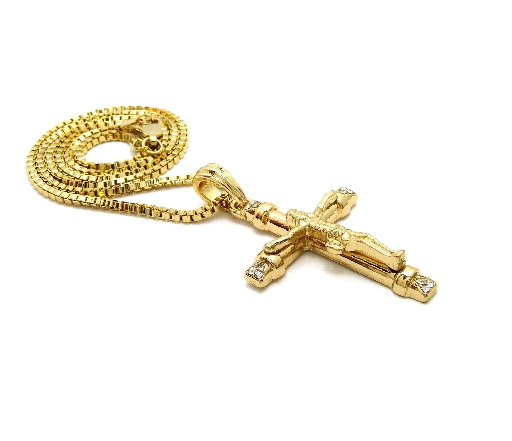 Crucifix with Stones (Gold)