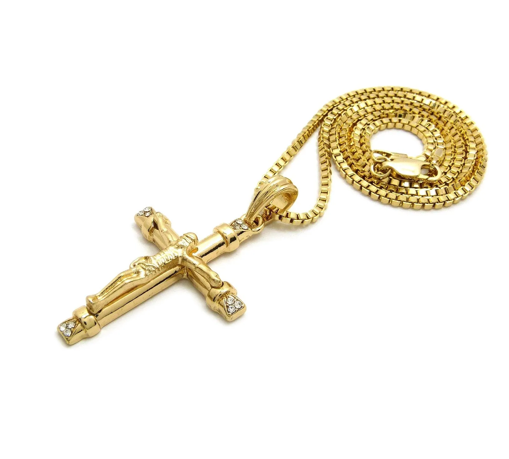 Crucifix with Stones (Gold)