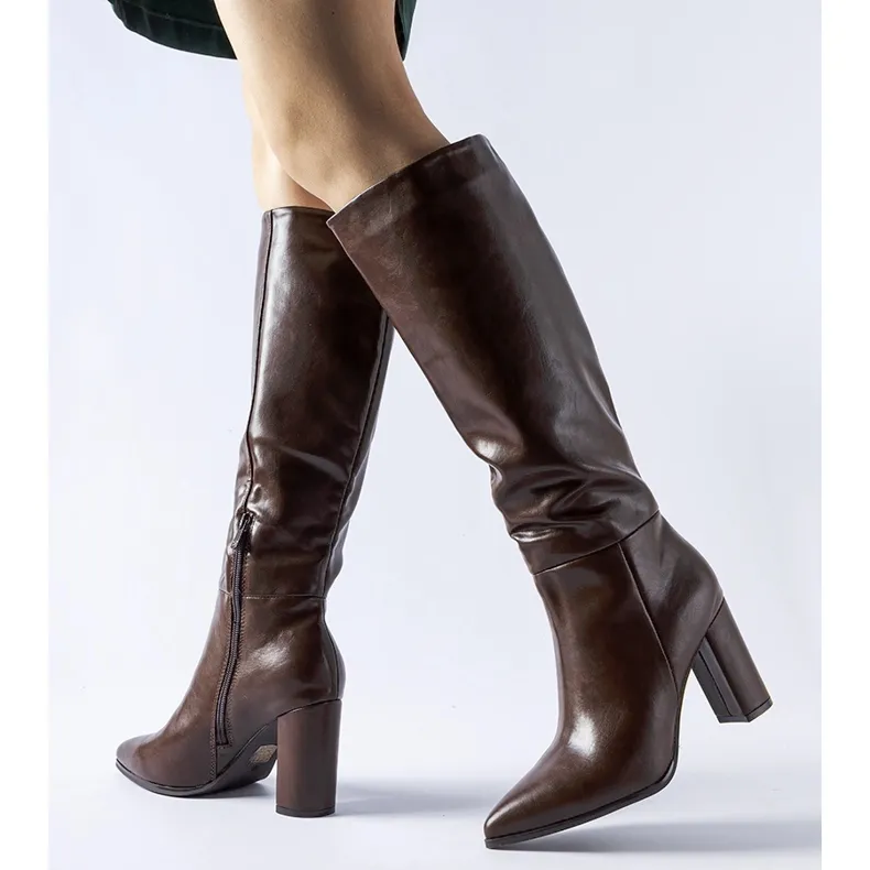 Dark brown Glassboro high heel boots