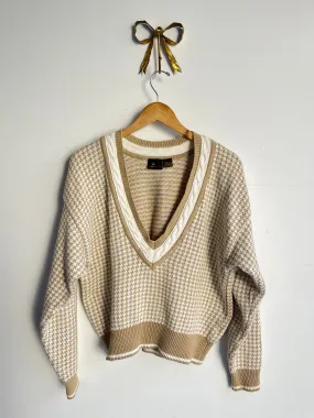 Deep-V Houndstooth Sweater