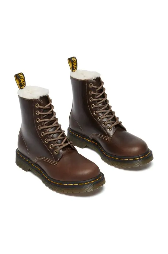 Dr. Martens leather biker boots 1460 Pascal Serena women's brown color DM32019777