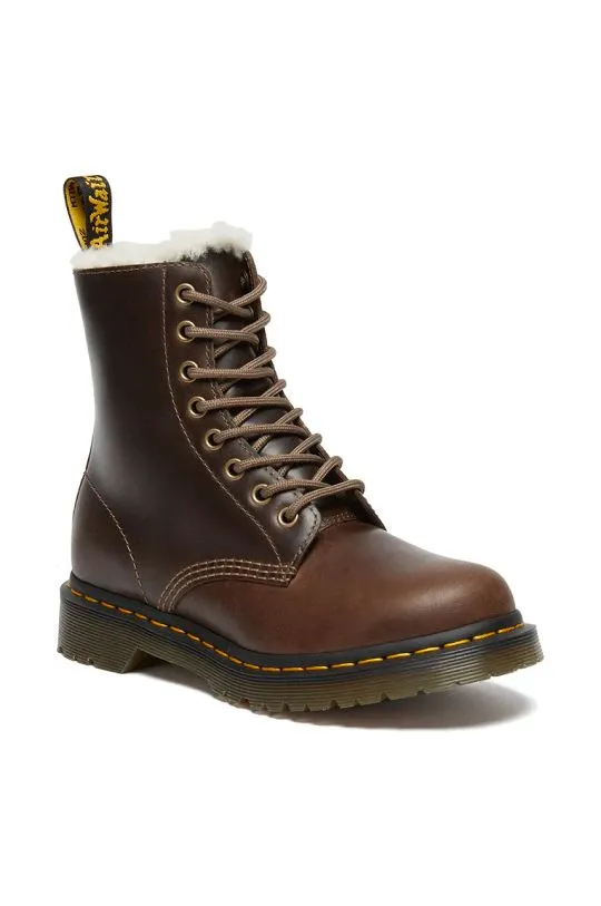 Dr. Martens leather biker boots 1460 Pascal Serena women's brown color DM32019777