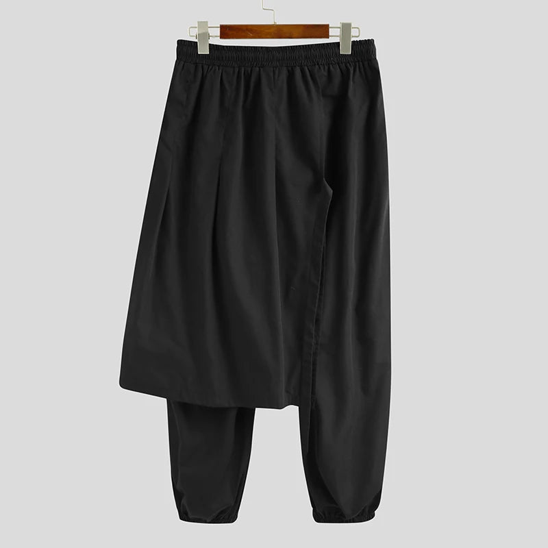 Drawstring Solid Gothic Pants Kilt Design