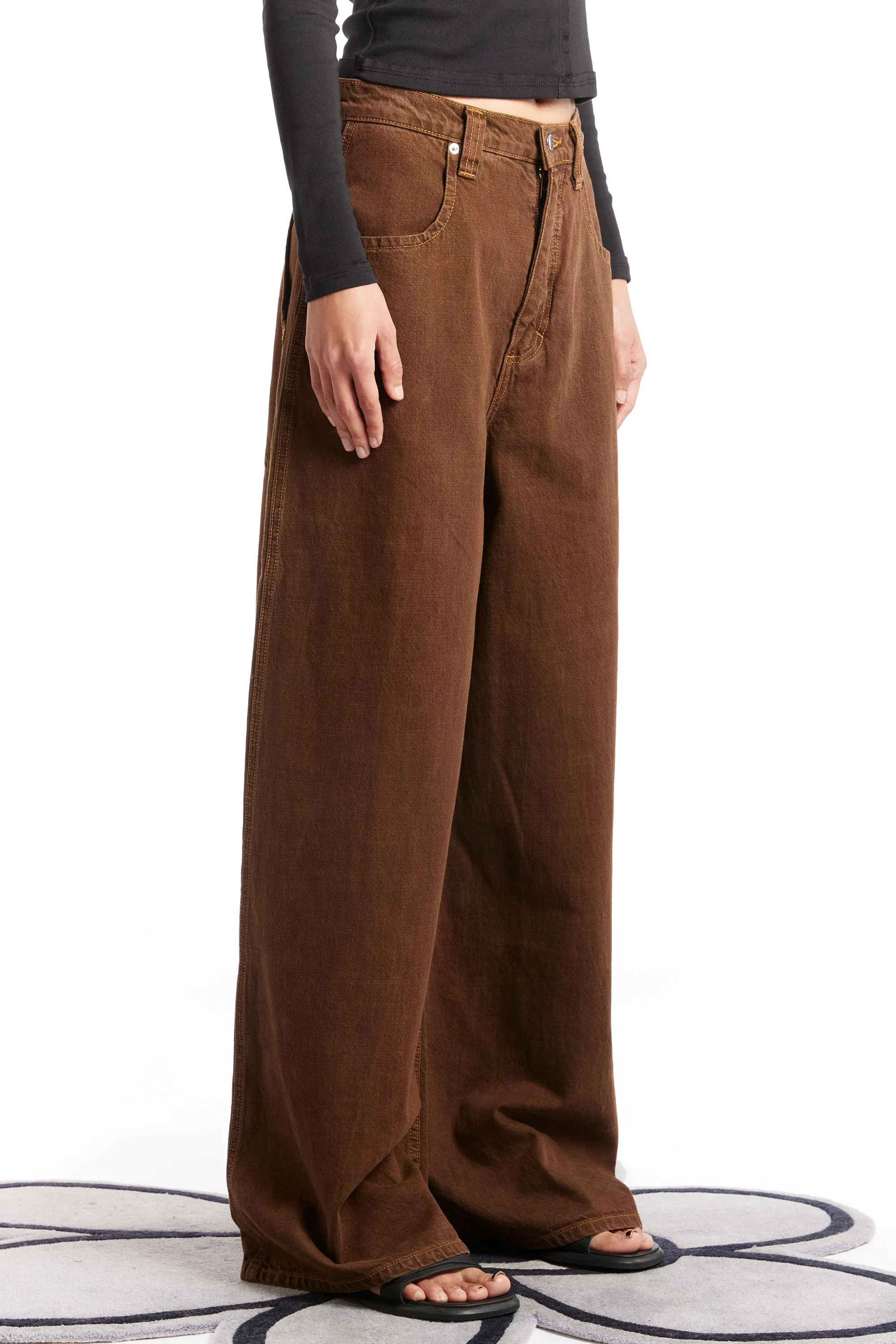 ECKHAUS LATTA - ULTRA WIDE LEG JEAN TOBACCO