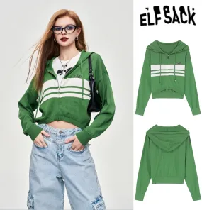 ELF SACK  |Stripes Long Sleeves Plain Hoodies & Sweatshirts