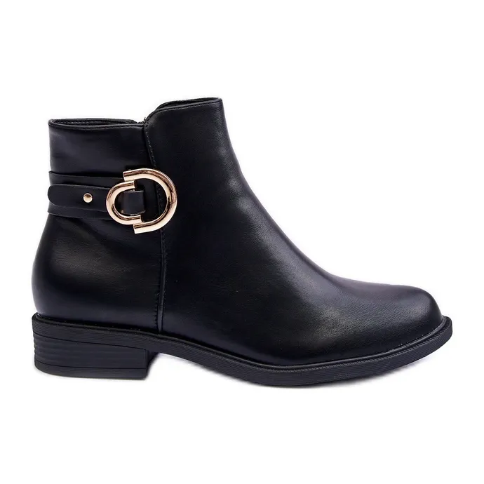 FD1 Black Meronei Flat Heel Boots