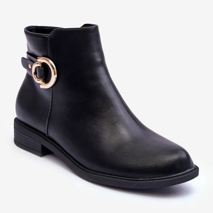 FD1 Black Meronei Flat Heel Boots