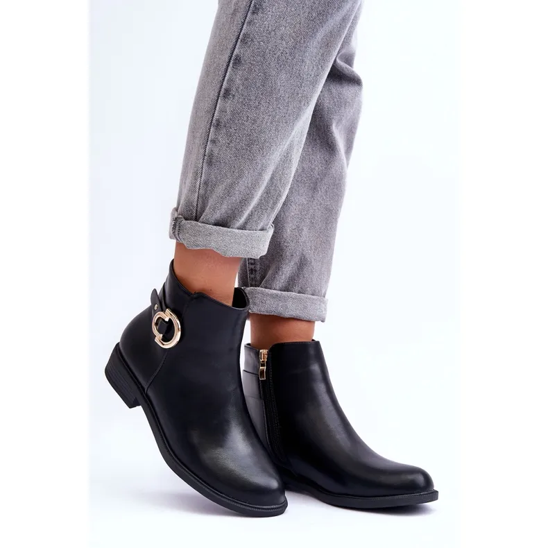 FD1 Black Meronei Flat Heel Boots