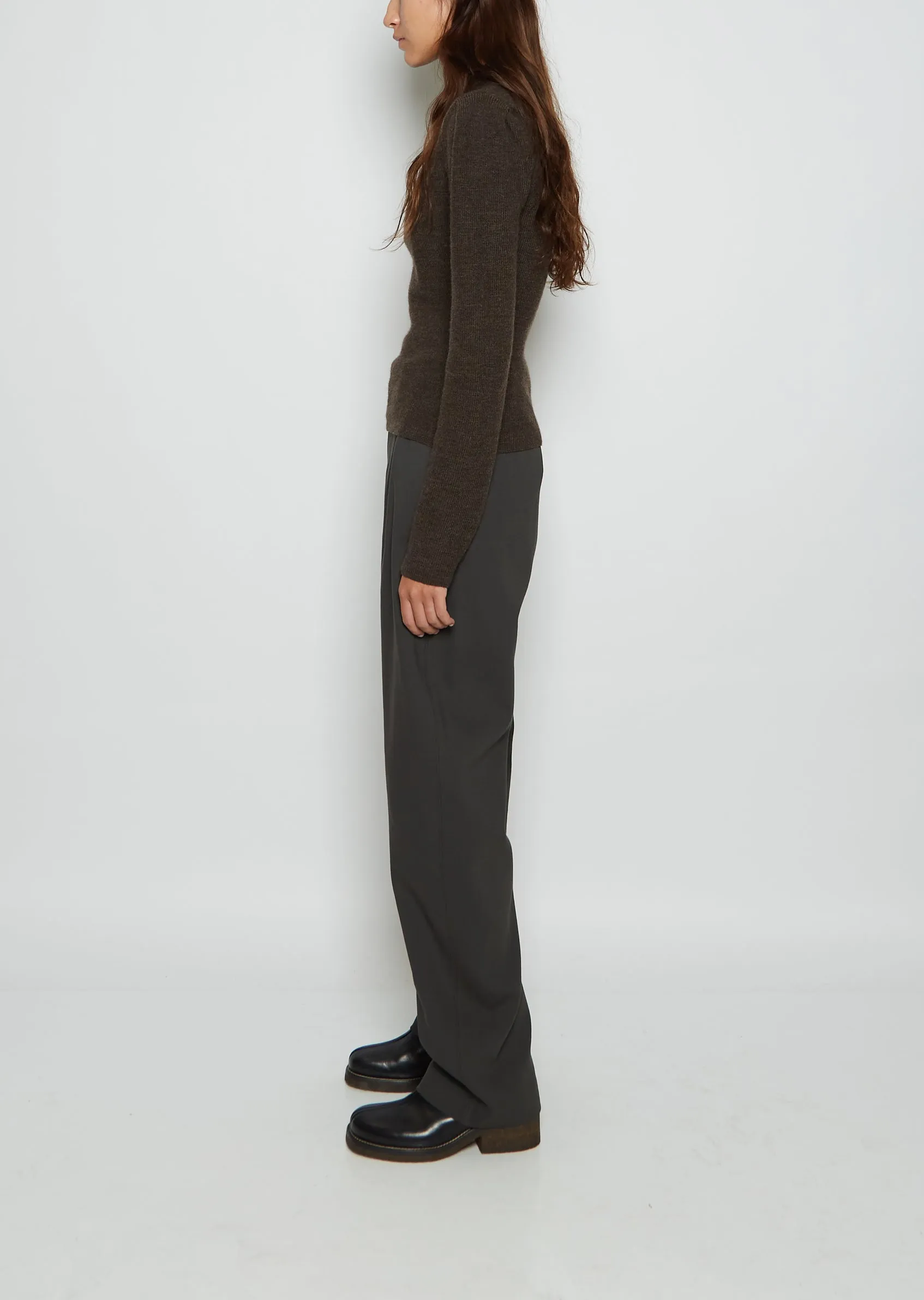 Fitted Wool Sweater — Brown