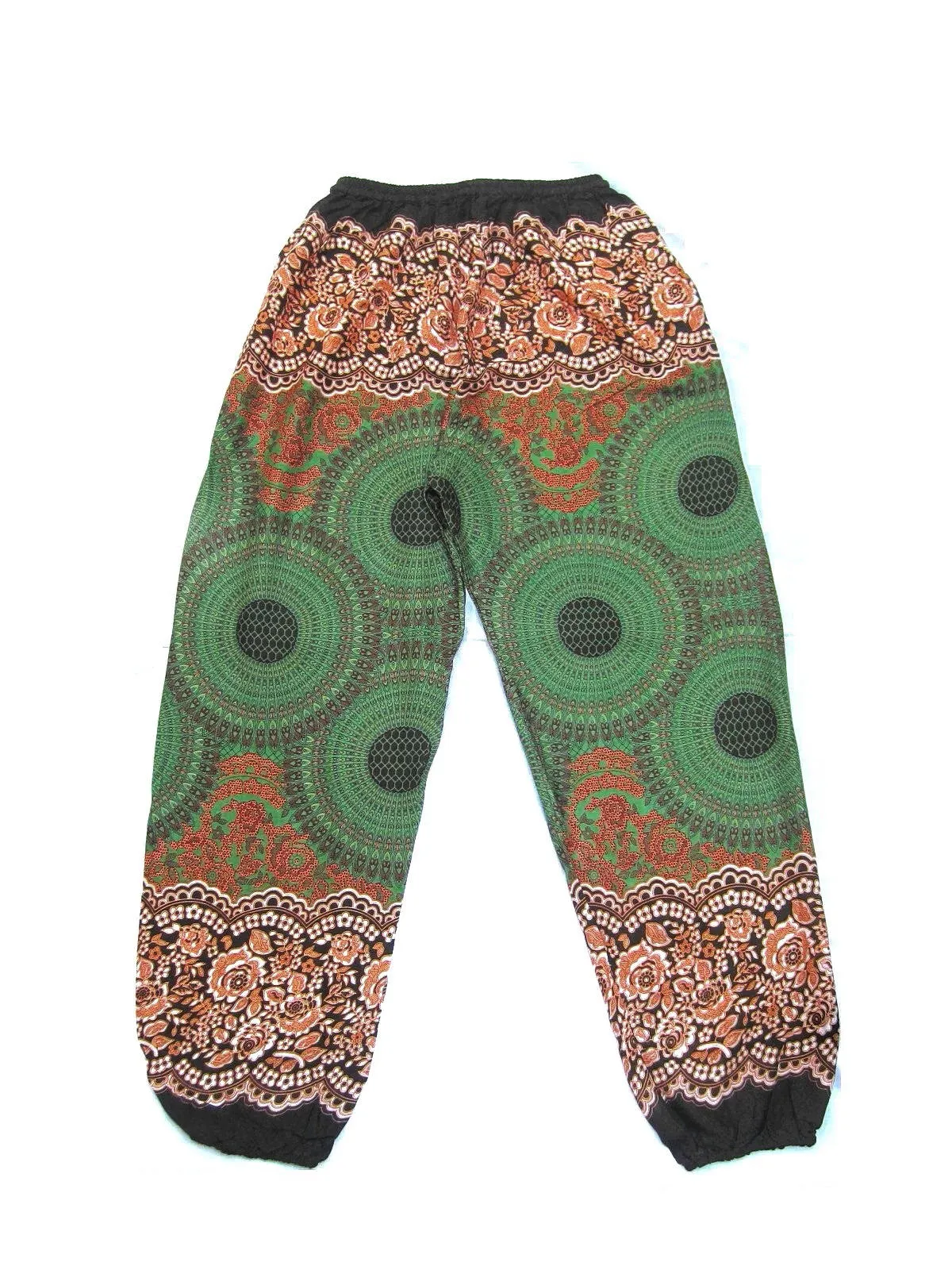 Geometric Mandalas Harem Pants in Olive Green