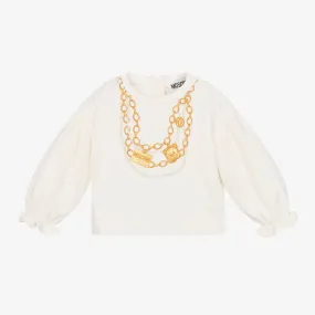 Girls Ivory & Gold Cotton Sweatshirt